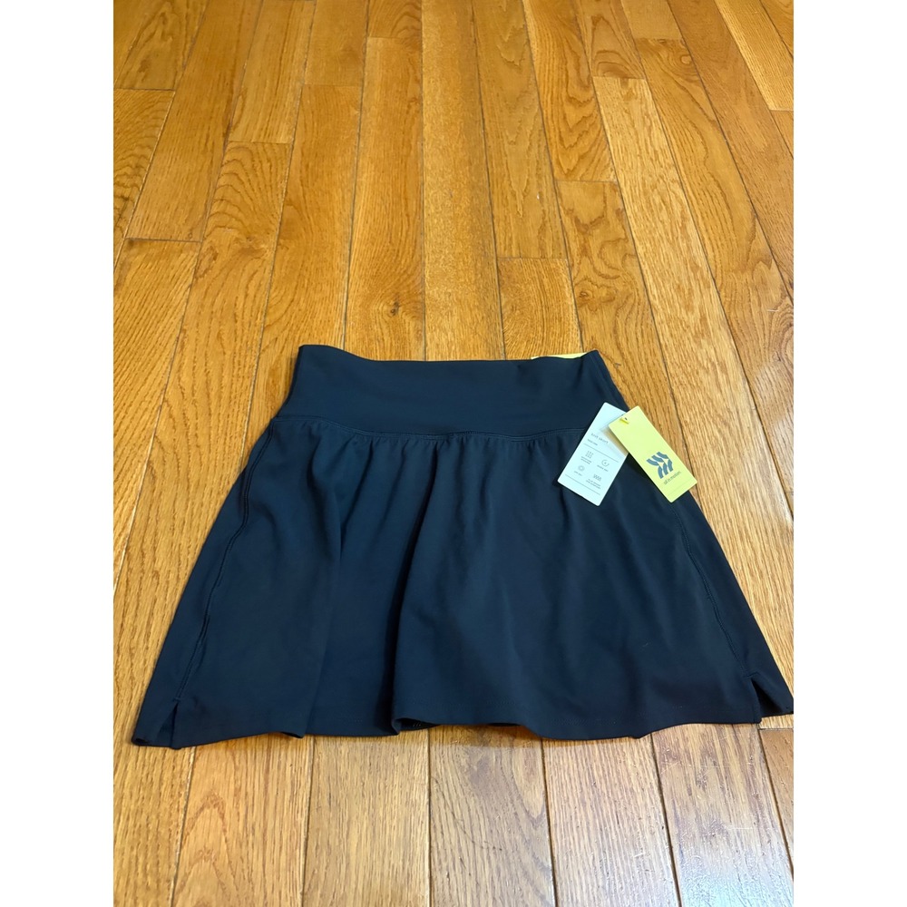 All in Motion Womens Black Mid Rise Knit Skort XS New 4 Inch Inseam Pocket